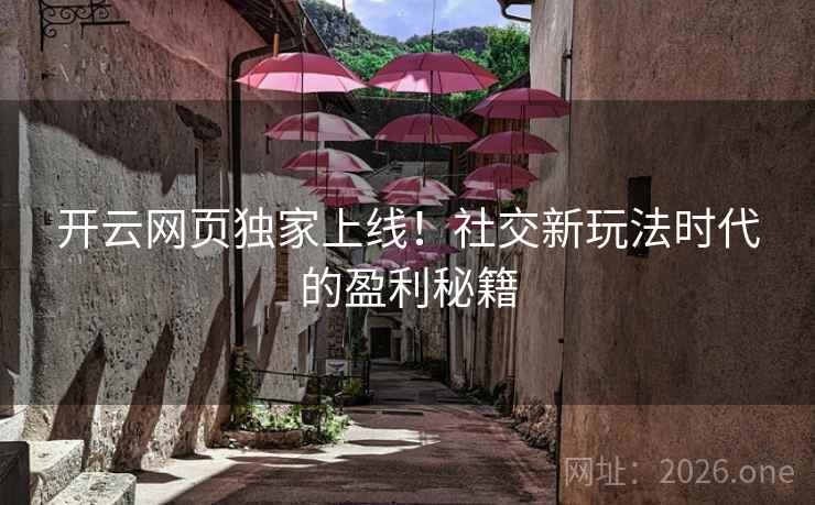 开云网页独家上线！社交新玩法时代的盈利秘籍